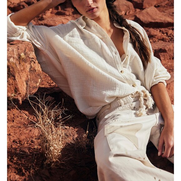 🎉LAST CHANCE🎉 FREE PEOPLE We The Free Cardiff Top / Optic White - Picture 10 of 13